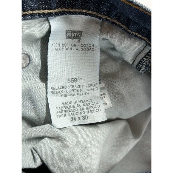 Levis 559 Relaxed Straight Jeans 34x30 Blue Denim Mens Casual Wear - Picture 4 of 8